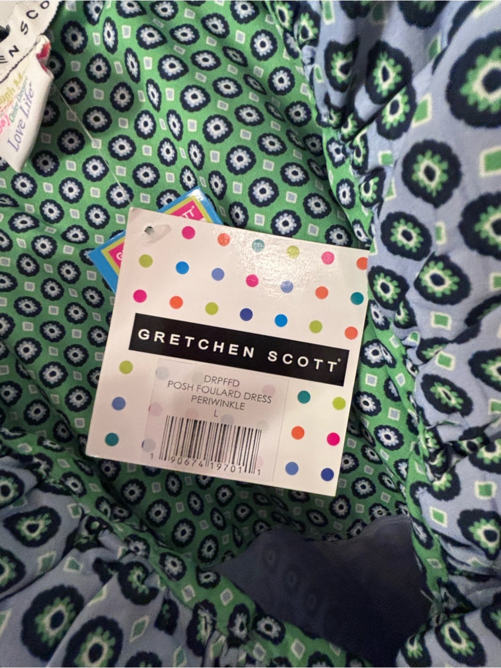 Gretchen Scott Designs Light Blue and Green Printed Ruffle Dress - Picture 6 of 11